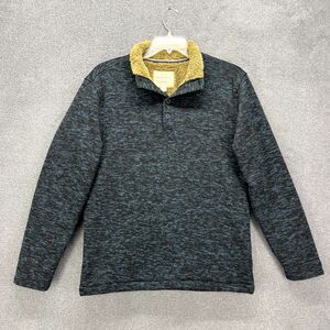 Weatherproof Vintage sweater Mens Medium Blue Fleece‎ Knit henley thick